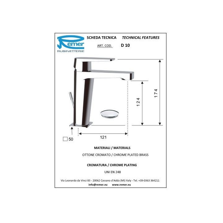 Bateria umywalkowa stojąca DANIEL DREAM chrom DR605CR