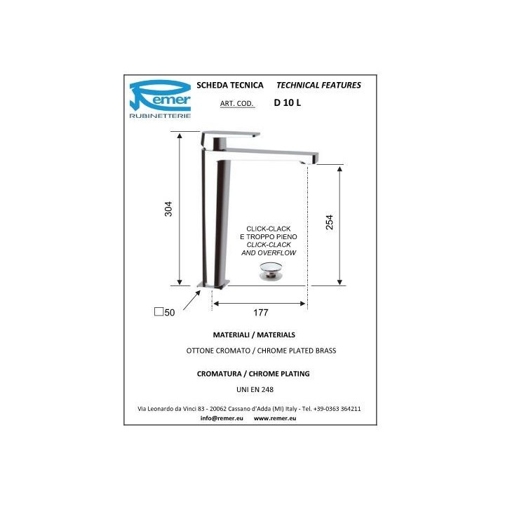 Bateria umywalkowa DANIEL DREAM chrom DR607CR