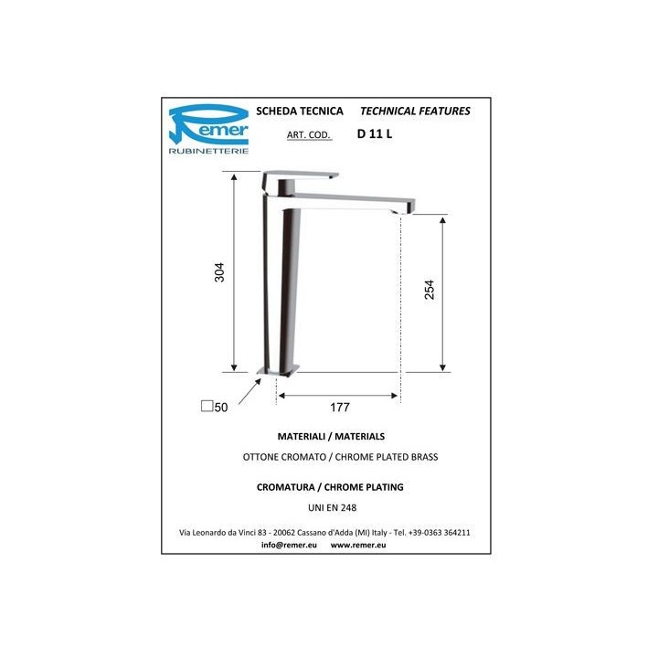 Bateria umywalkowa DANIEL DREAM bez korka chrom DR607B