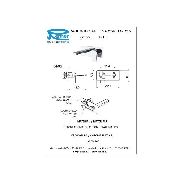 Bateria umywalkowa podtynkowa DANIEL DREAM chrom DR632CR