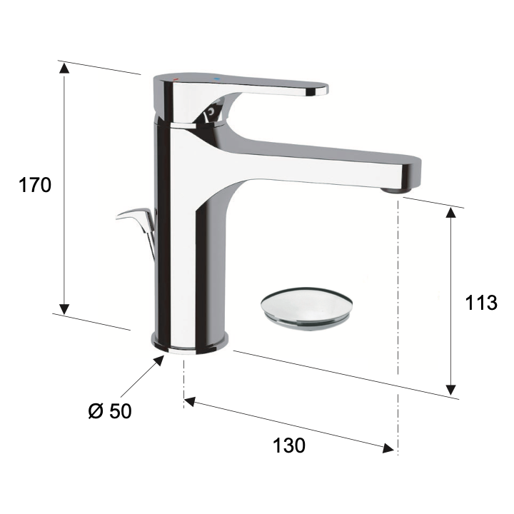 Bateria umywalkowa DANIEL OMEGA bez korka chrom OM607BCR