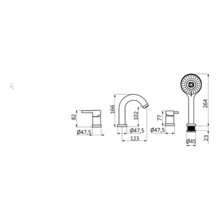 Bateria wannowa stojąca GRB Time z zestawem chrom 46233460