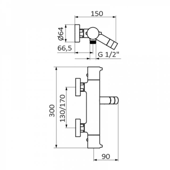 Bateria termostatyczna wannowo- natryskowa GRB Time Male z zestawem czarna 47216472