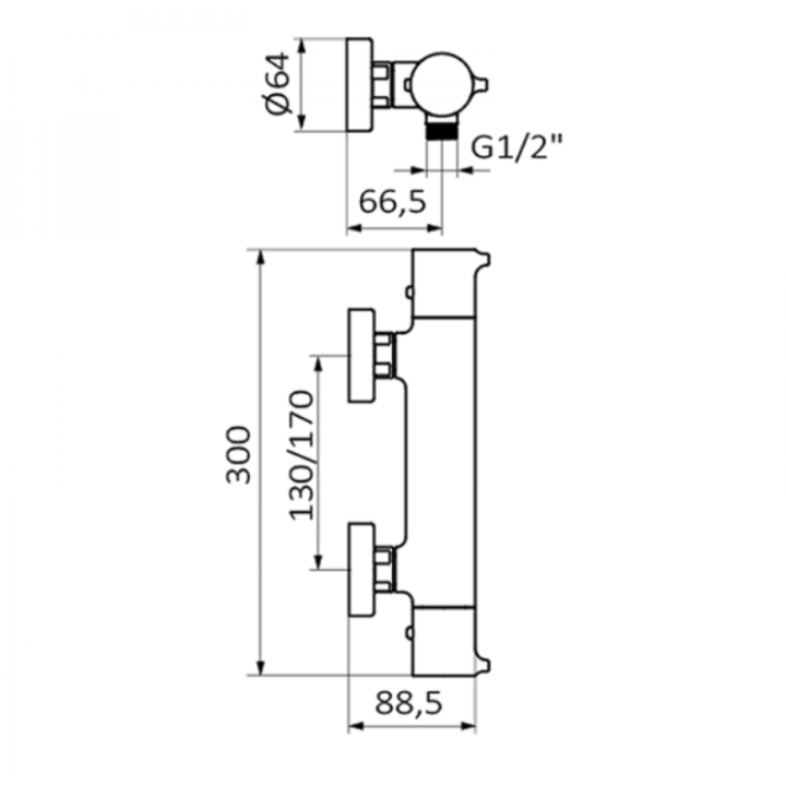 Bateria natryskowa termostatyczna GRB Time Male bez zestawu czarna 47310472