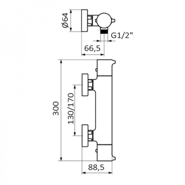 Bateria natryskowa termostatyczna GRB Time Male z zestawem czarna 47316472