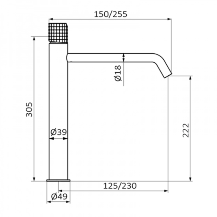 Bateria umywalkowa XXl GRB Aura wylewka 230mm bez korka inox 75511753