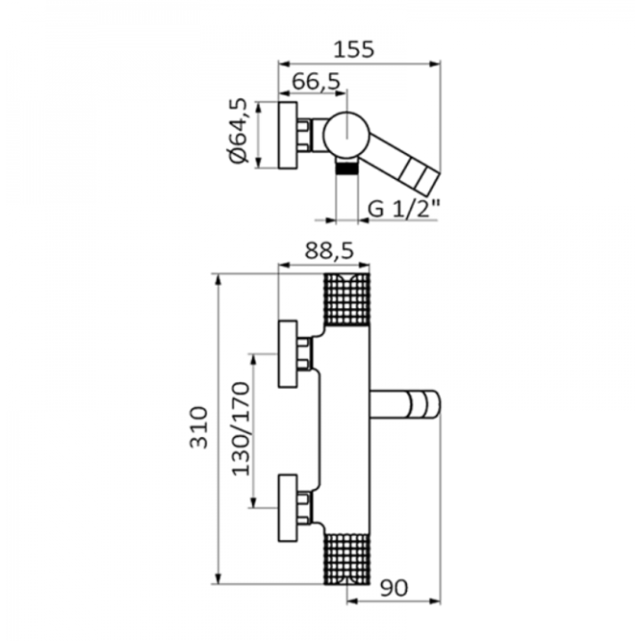 Bateria termostatyczna wannowo-natryskowa GRB Aura bez zestawu czarna 75210752