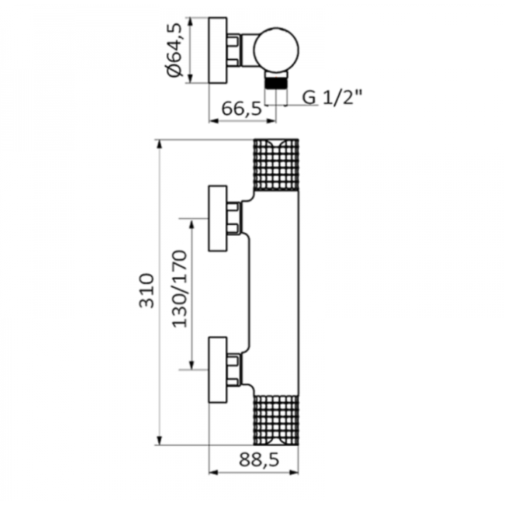 Bateria termostatyczna natryskowa GRB Aura bez zestawu biała 75310751
