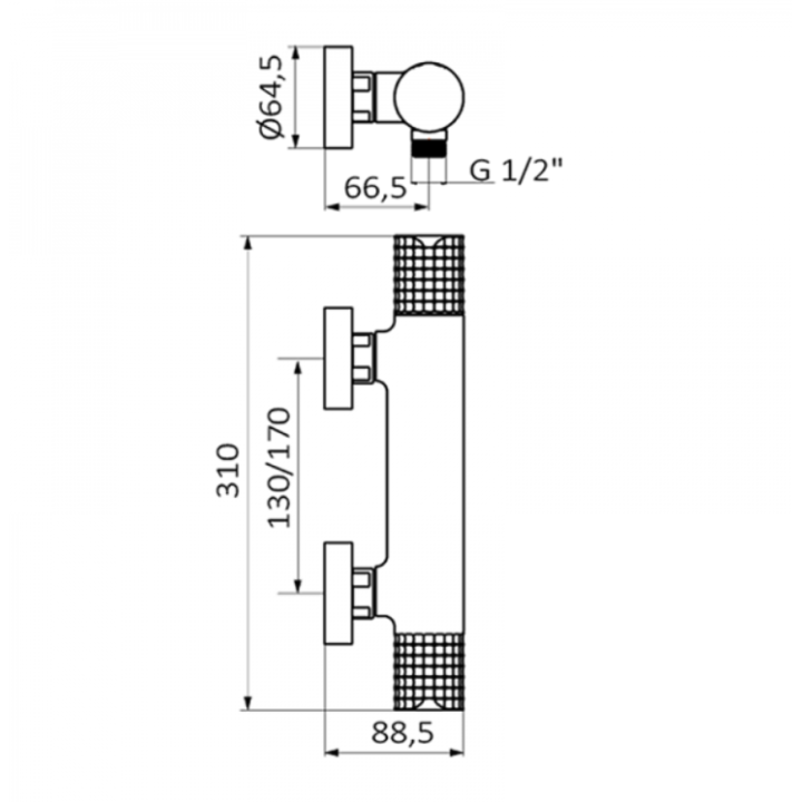 Bateria termostatyczna natryskowa GRB Aura z zestawem chrom 75316750