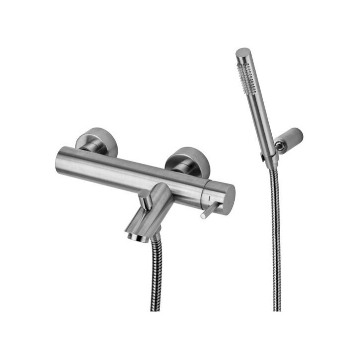 Bateria wannowa ścienna PAFFONI LIGHT stal szczotkowana LIG023ST