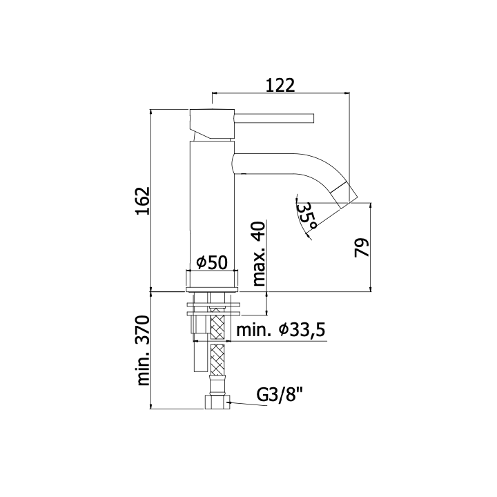 Bateria umywalkowa PAFFONI LIGHT czarny mat bez korka LIG071NO