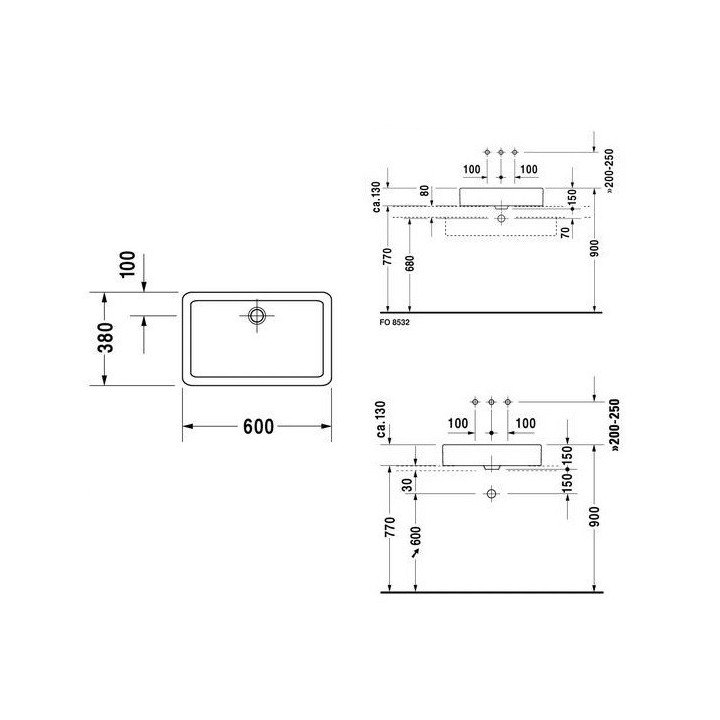 Umywalka nablatowa Duravit Vero 60x38 cm 0455600000
