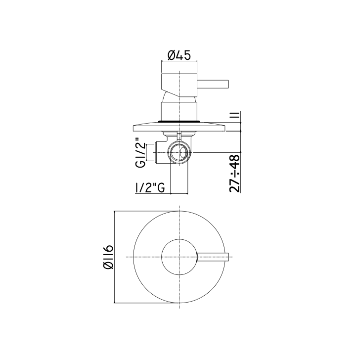 Bateria podtynkowa 1-drożna PAFFONI LIGHT chrom LIG010CR