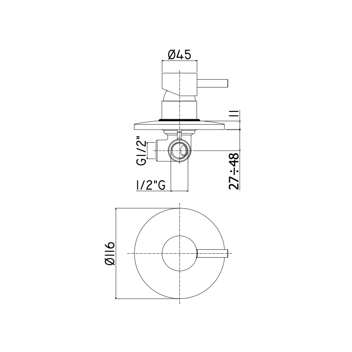 Bateria podtynkowa 1-drożna PAFFONI STICK chrom SK010CR