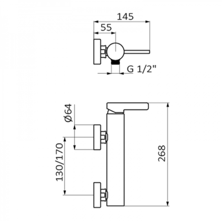 Bateria natryskowa GRB Axis z zestawem czarna 74328742