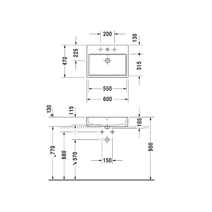Umywalka 60x47 cm nablatowa Duravit Vero Air biała 2352600000