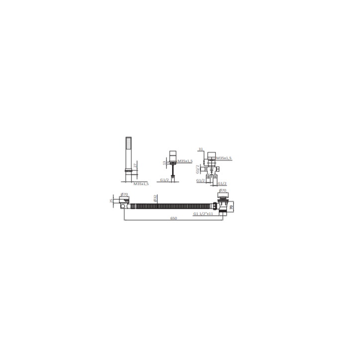 Bateria wannowa stojąca GRB Kala z zestawem chrom 60231600