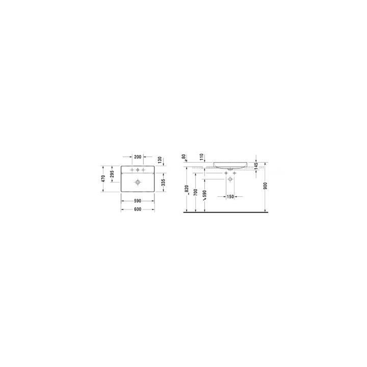 Umywalka nablatowa Duravit DuraSqare 60x47 cm biała 2354600041