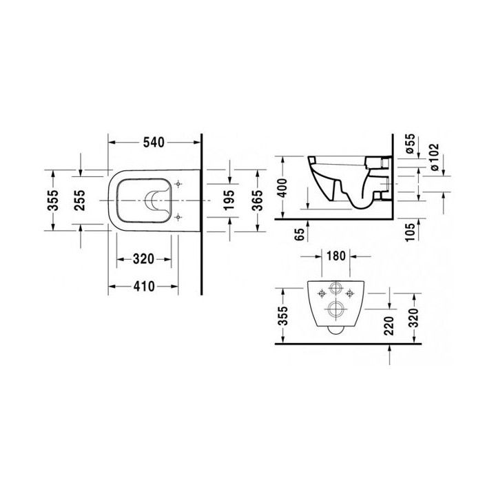 MISKA WC DURAVIT HAPPY D.2 36,5X54 BIAŁA 2221090000