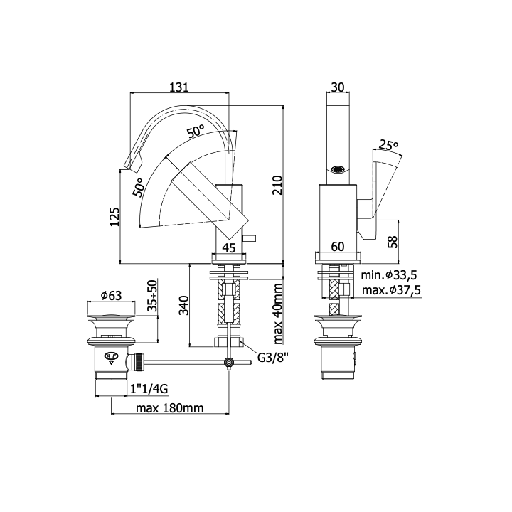Bateria bidetowa PAFFONI ELLE chrom EL837CR
