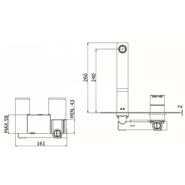 Bateria umywalkowa podtynkowa 240 mm PAFFONI RINGO czarny mat RIN106NO