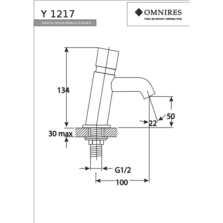 Bateria umywalkowa Omnires Y czasowa chrom Y1217CR