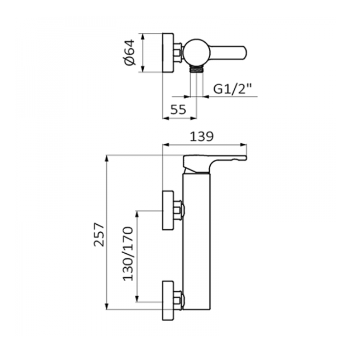 Bateria natryskowa GRB Tender bez zestawu chrom 929900