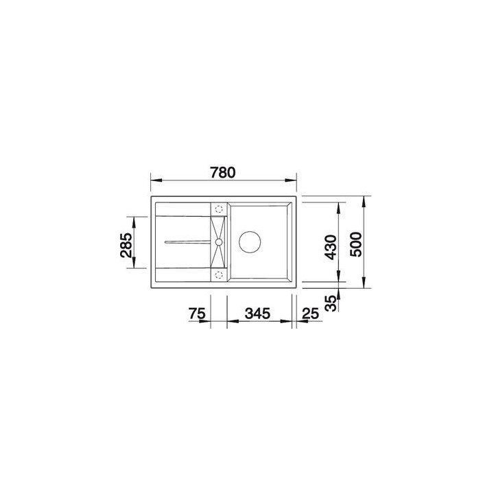 Zlewozmywak kuchenny, wpuszczany, odwracalny BLANCO METRA 45S 780x500 mm korek automatyczny, antracyt 513035