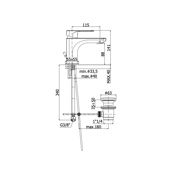 Bateria umywalkowa PAFFONI SLY chrom SY071KCR