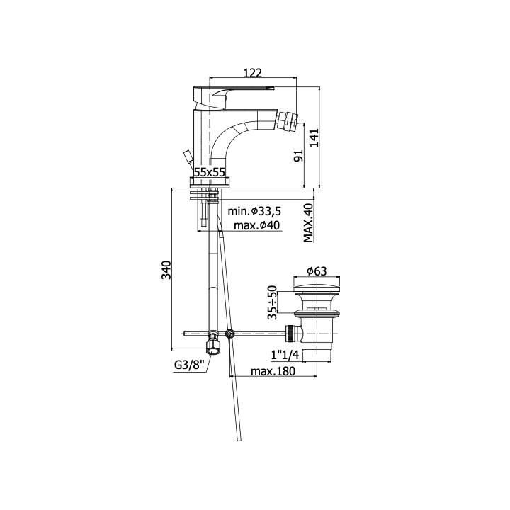 Bateria bidetowa PAFFONI SLY chrom SY135CR