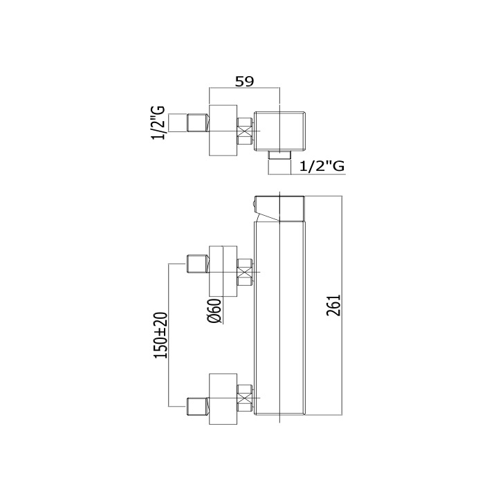 Bateria natryskowa ścienna PAFFONI LEVEL chrom LEC168DCR