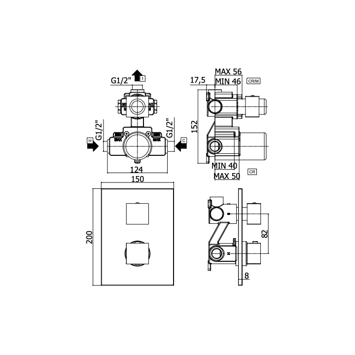 Bateria 1-drożna podtynkowa PAFFONI LEVEL chrom LEQ513CR