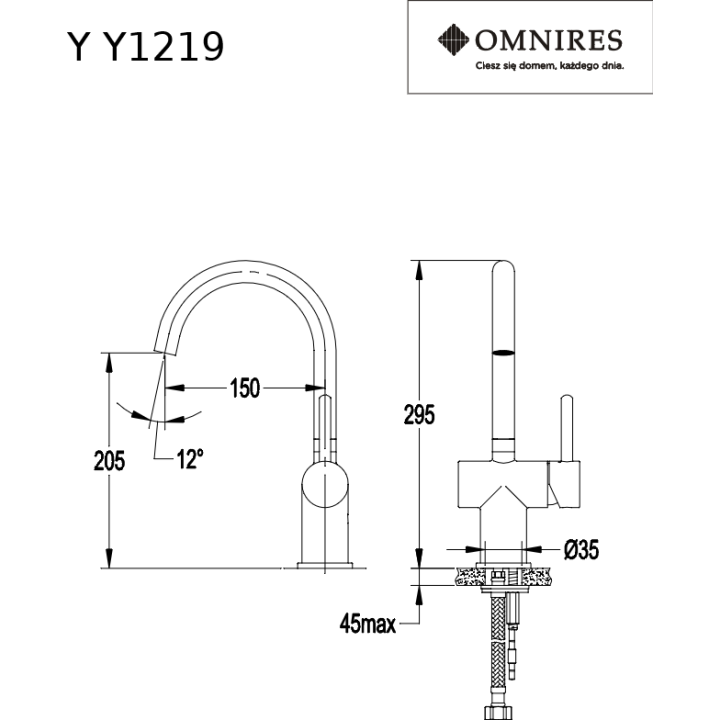 Bateria umywalkowa Omnires Y chrom Y1219CR