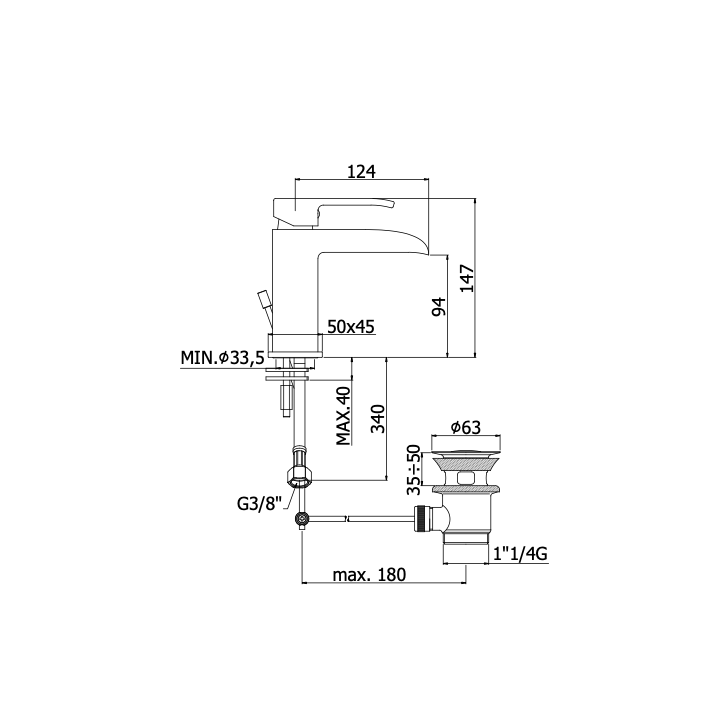 Bateria umywalkowa PAFFONI LEVEL chrom LES065CR