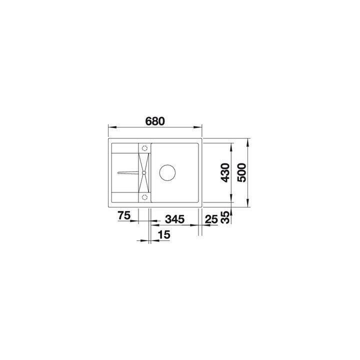 Zlewozmywak kuchenny, wpuszczany, odwracalny BLANCO METRA 45S COMPACT 680x500 mm korek automatyczny, antracyt 519572