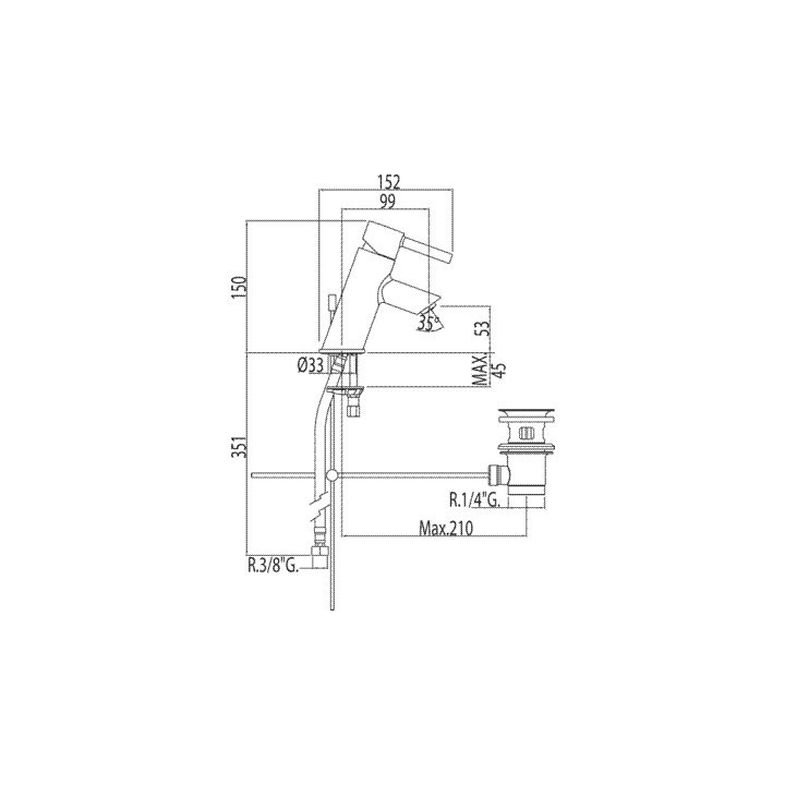 Bateria umywalkowa Tres Alplus chrom 20310301