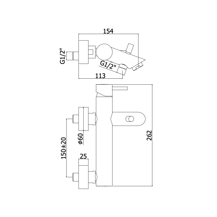 Bateria wannowa ścienna PAFFONI BIRILLO chrom BI023LCR