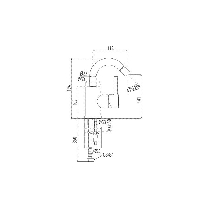 Bateria bidetowa Tres Alplus chrom 20322401