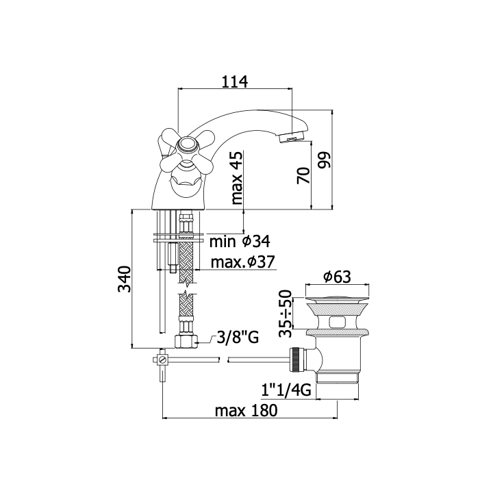 Bateria umywalkowa PAFFONI IRIS chrom IRV075CR