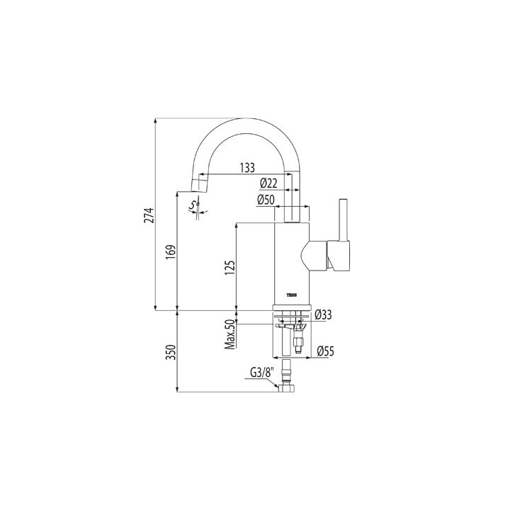 Bateria umywalkowa Tres Alplus chrom 20370301