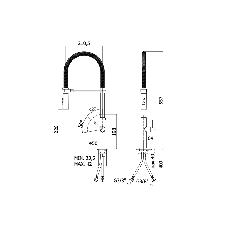 Bateria zlewozmywakowa PAFFONI CHEF chrom/czarna CH179CRNO
