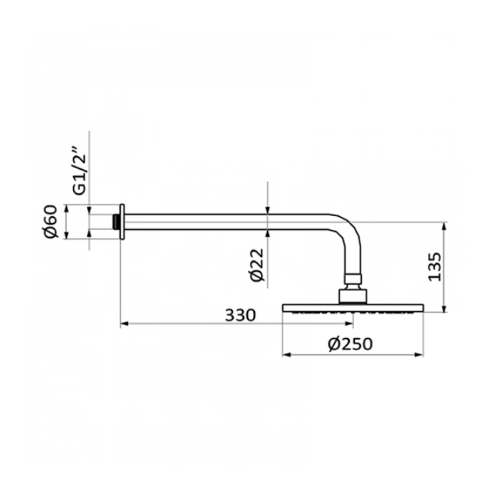 Deszczownica GRB Plot+ ramię 250mm czarna 05027201