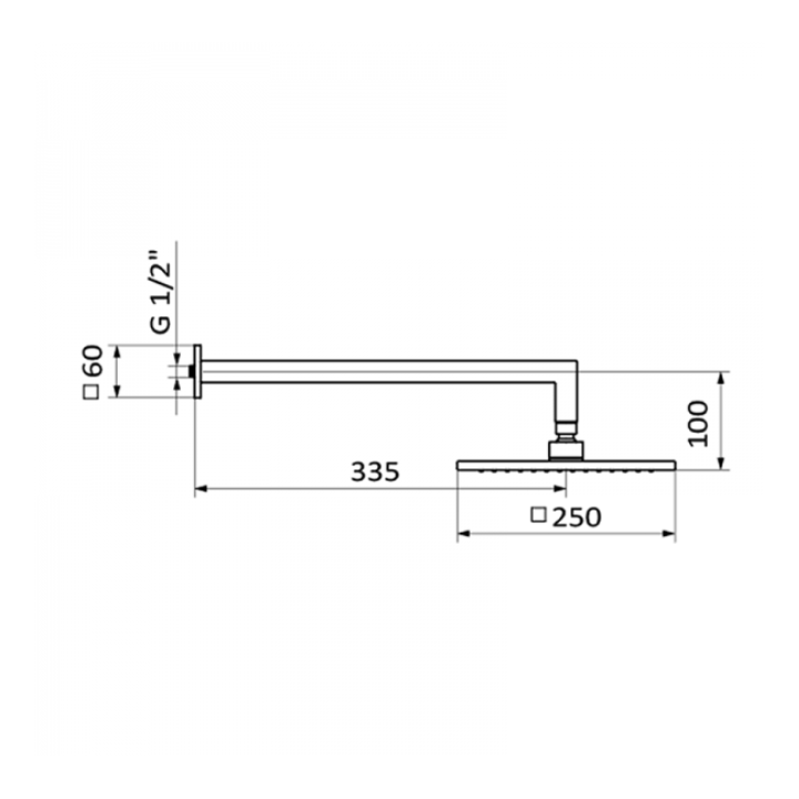 Deszczownica kwadratowa GRB ABS + ramię kwadratowe chrom 05045003