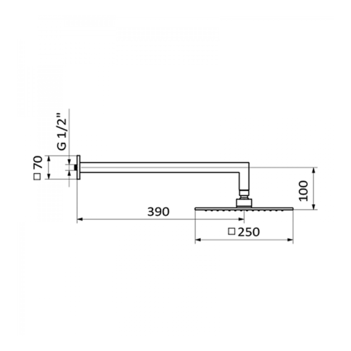 Deszczownica GRB Slim 250 + ramię kwadratowe czarna 05027122