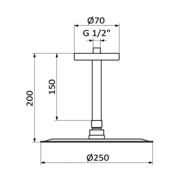 Deszczownica GRB Slim 250mm +ramię sufitowe inox 05027312