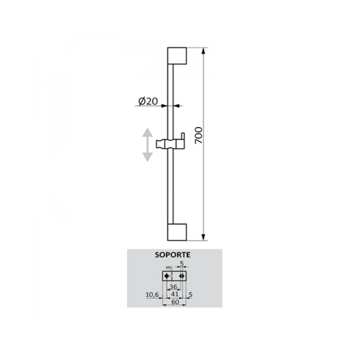 Drążek GRB natryskowy Key+ słuchawka Konets czarny 05035018