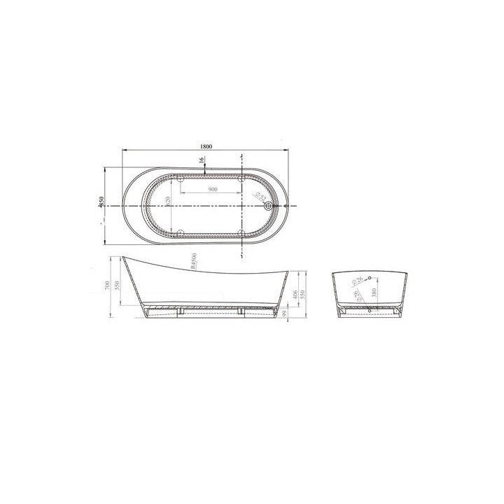 Wanna wolnostojąca SANITTI QUATTRO 1800x850x700 mm biała 11040000