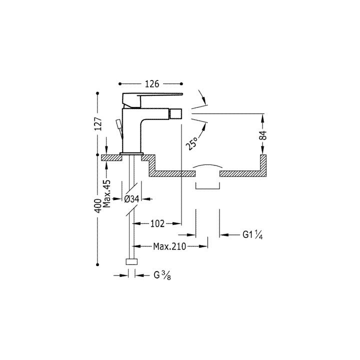 Bateria bidetowa Tres Class-Tres chrom 20512001