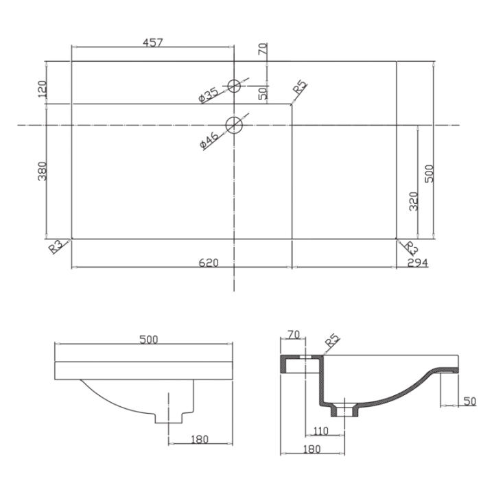 Umywalka meblowa ELITA METIS 90 92x5x50 cm z otw. biała 145590