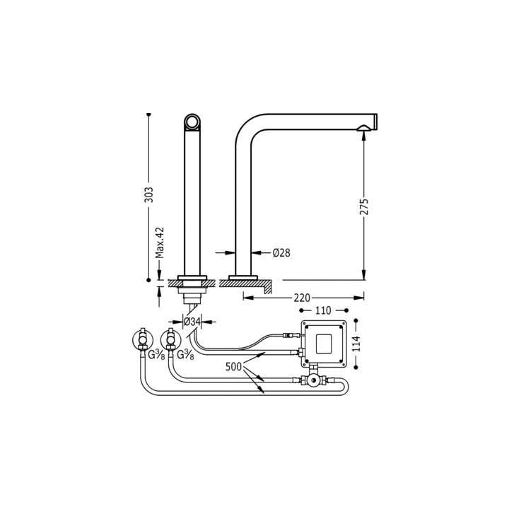 Bateria umywalkowa elektroniczna Touch-Tres TRES COCINA chrom 161446